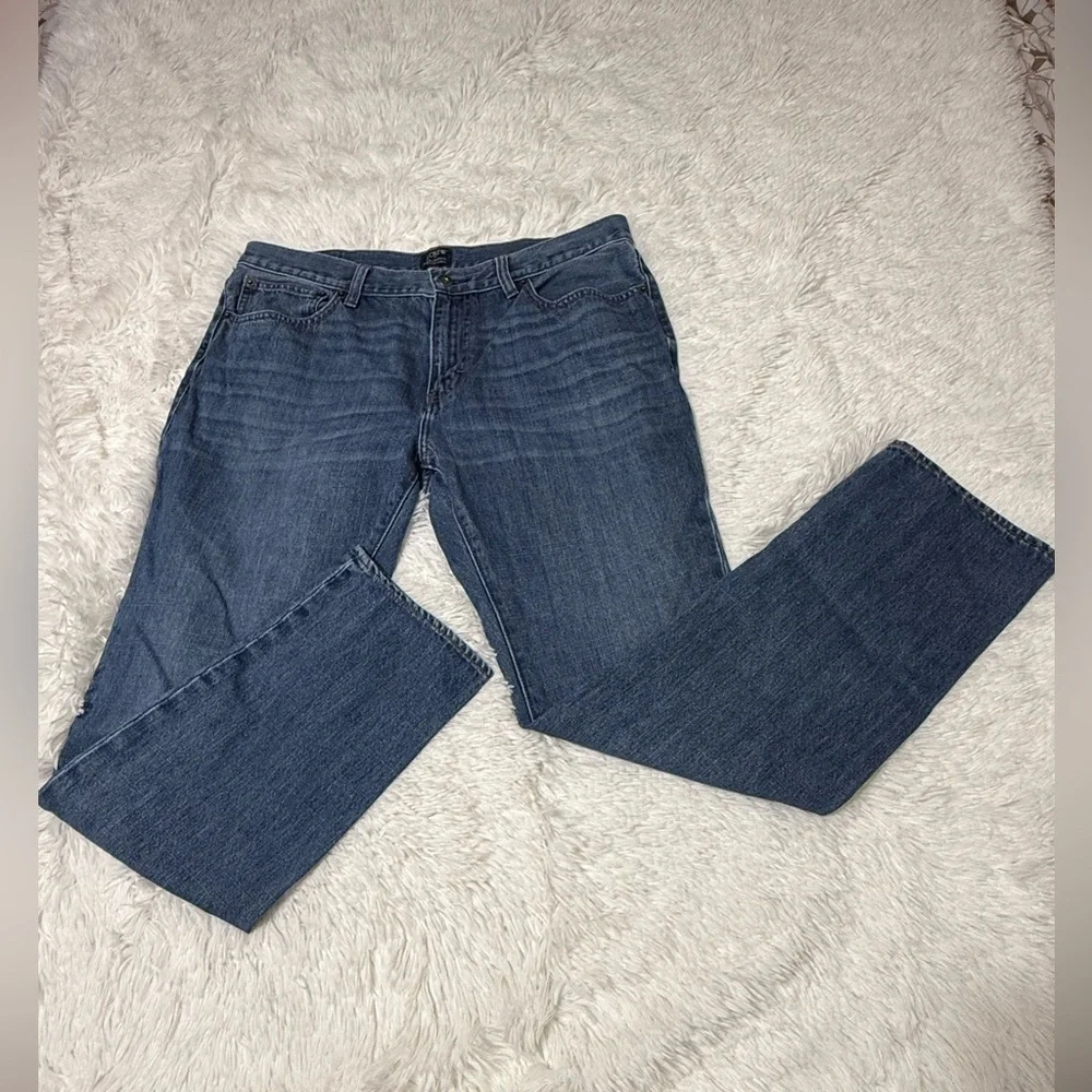 J CREW Jeans The Driggs Denim Whiskered Blue C9885 Straight Leg Men’s Size 34